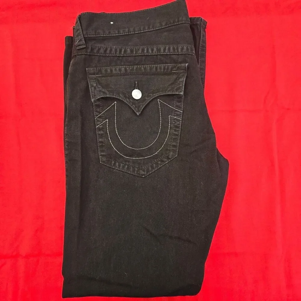 True Religion Black Jeans with Signature Pocket Stitching